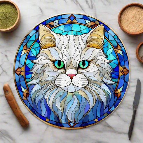 Cat Persian Glass Suncatcher Worktop Saver